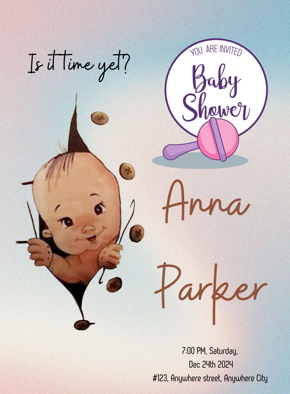 Brown Child Baby Shower Invitations-AABSW019