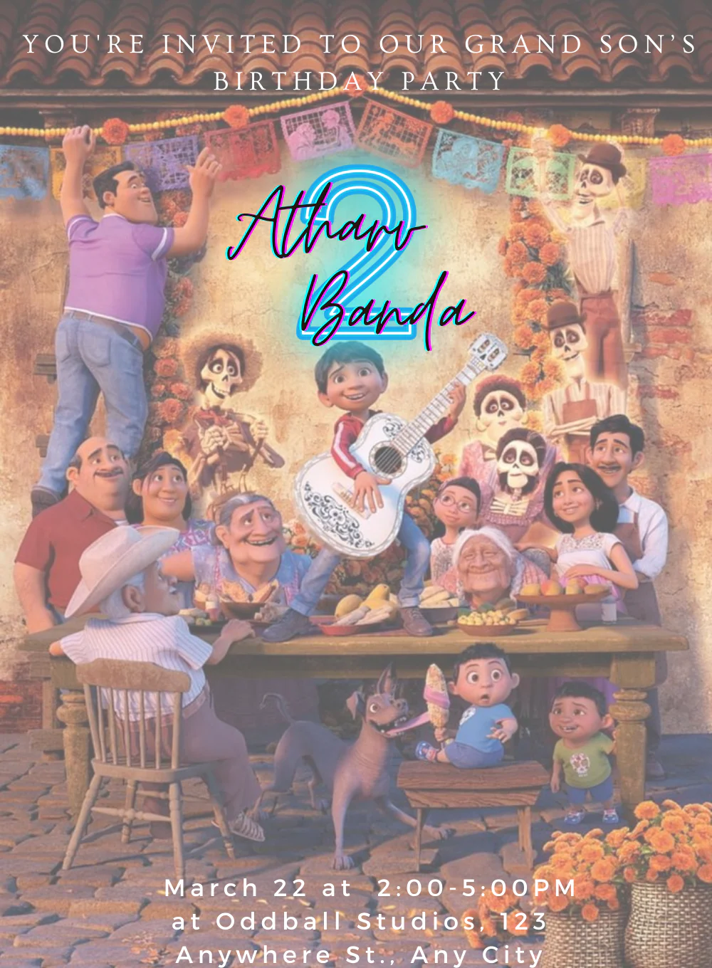 Brown Coco Popular Characters Invitation-AAPOP005