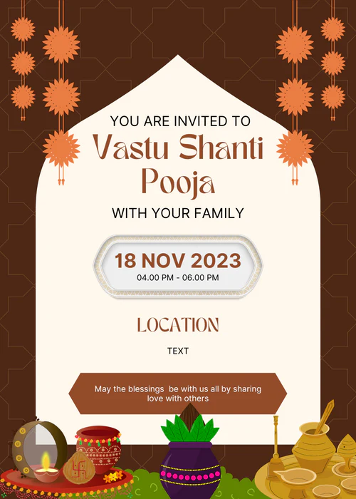 Brown Pooja Vaastu Shanti Invitation-AAVSI002 - Image 2