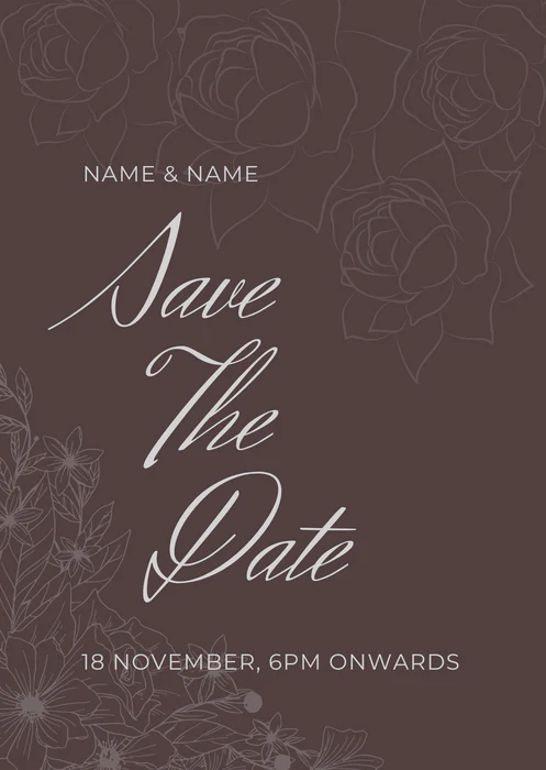 Brown Roses Save The Date Invitation-AASTD003 - Image 2