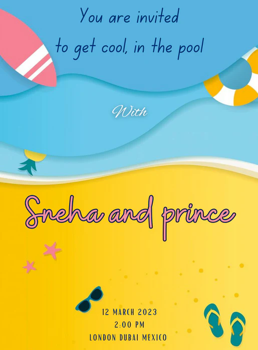 Brown Sand Pool Party Invitation-AAPPI016 - Image 2