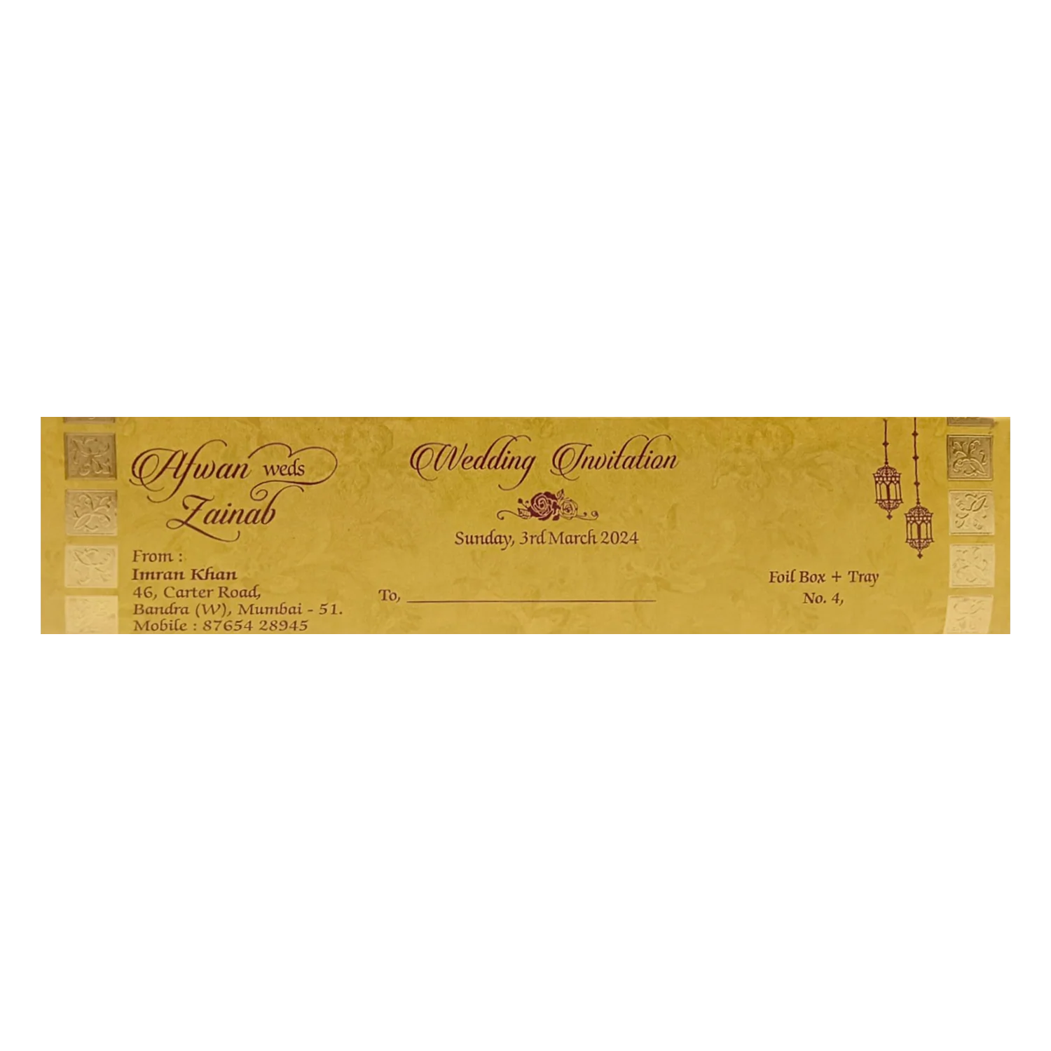 Carmine Red Satin Scroll Card-KJTS0062 - Image 4