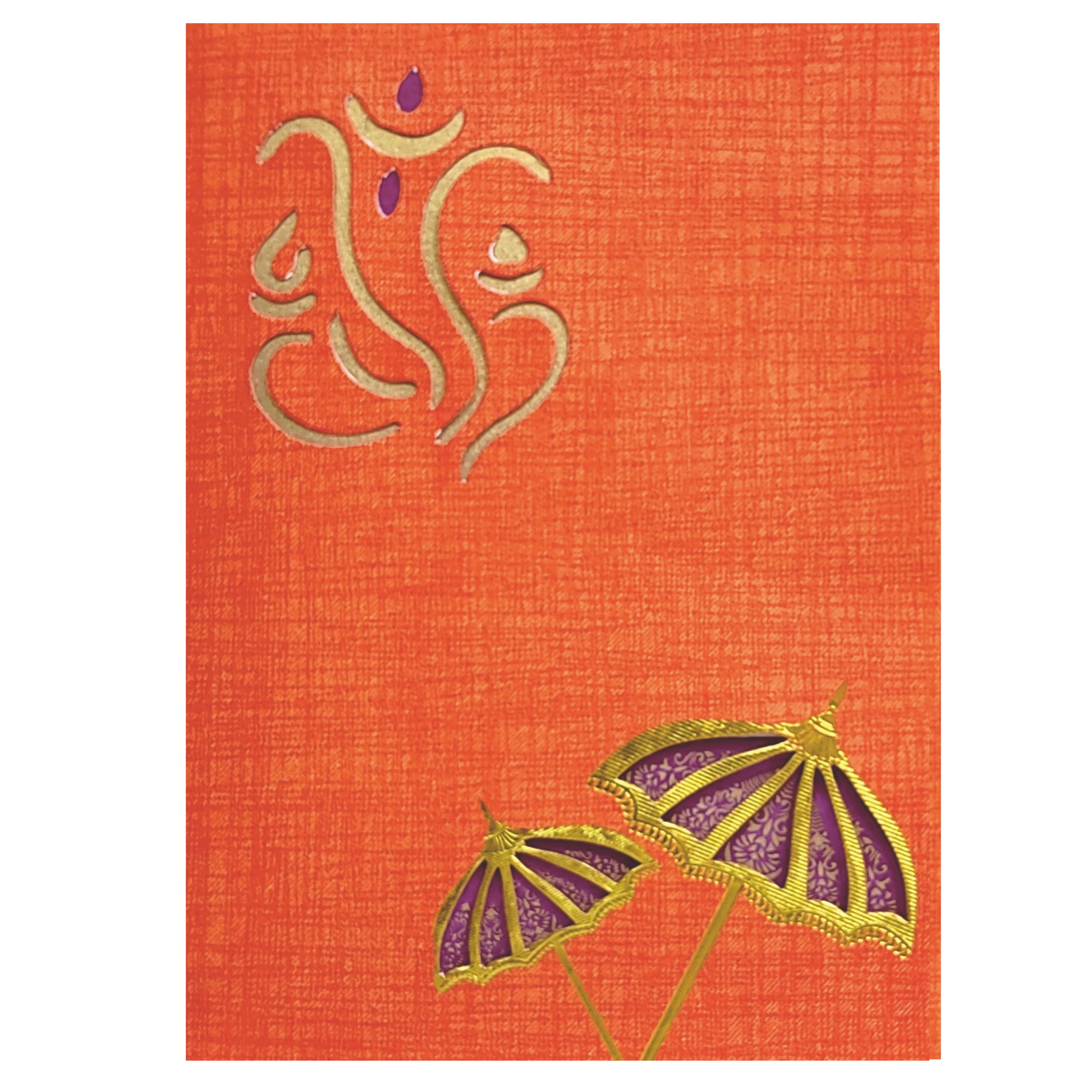 Classic Yellow Shading With Cut Ganesha Wedding Card-KNCM104G - Image 3