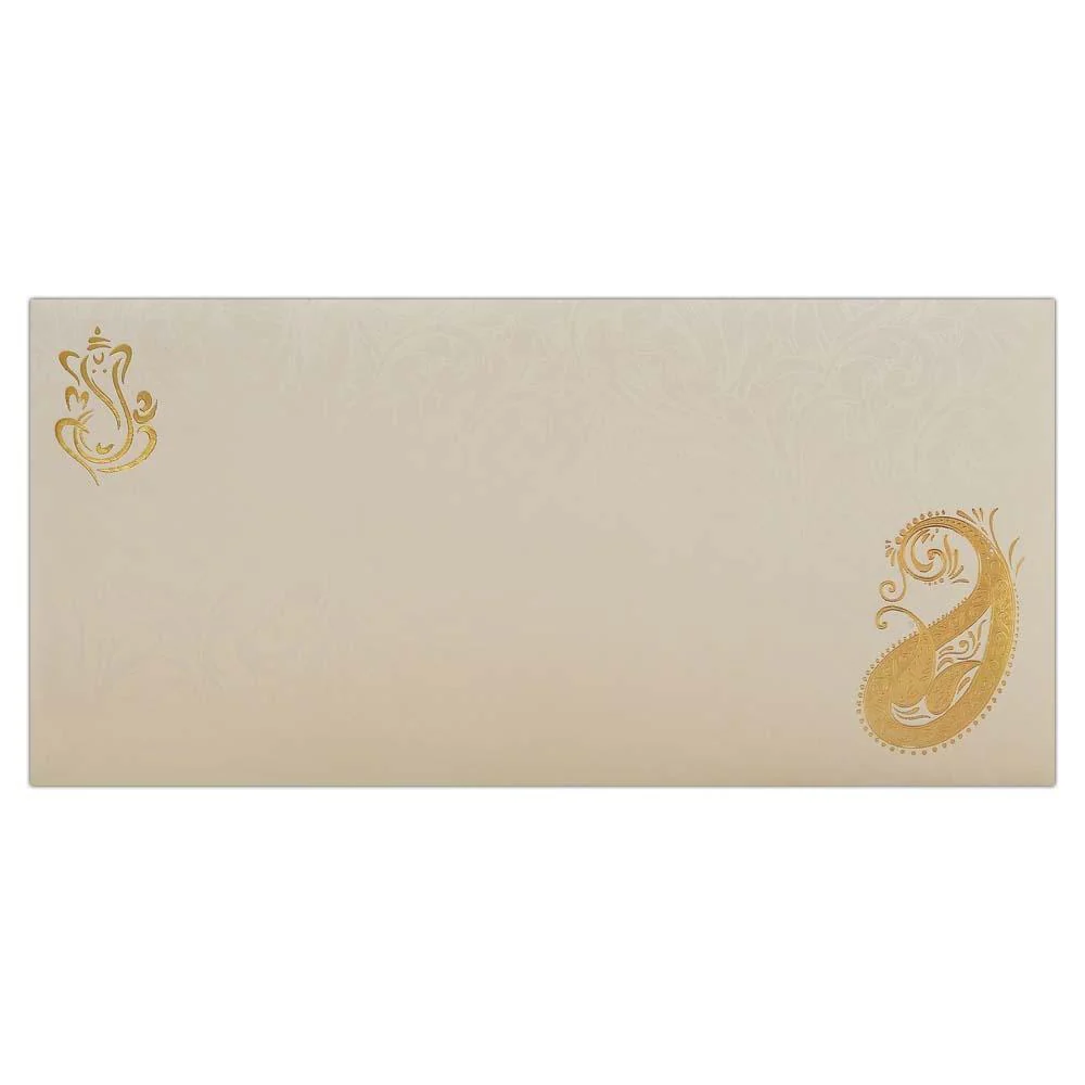 Classy Gold Floral and Ganesha Wedding Invitation Card-KNK2142 - Image 3