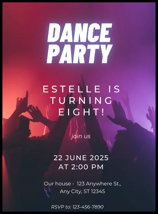 Color Disco Dance Party Invitations-AADPI030 - Image 2