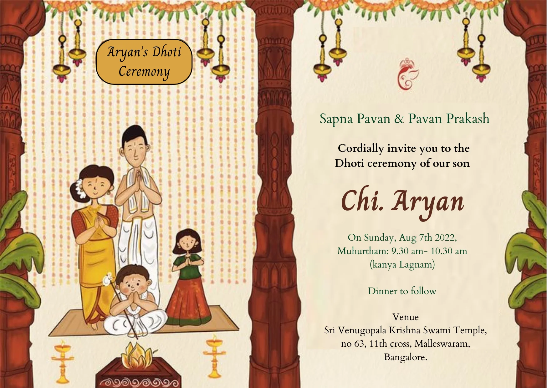 Colorful Family Dhoti Ceremony Invitation-AADCI001