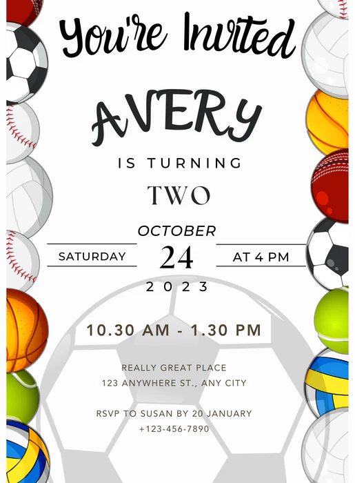 Colorful Football Sports and activities Invitation-AASAA002 - Image 2