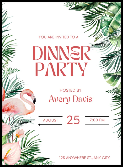 Colorfully Festive Dinner Party Invitation-AADNI005 - Image 2