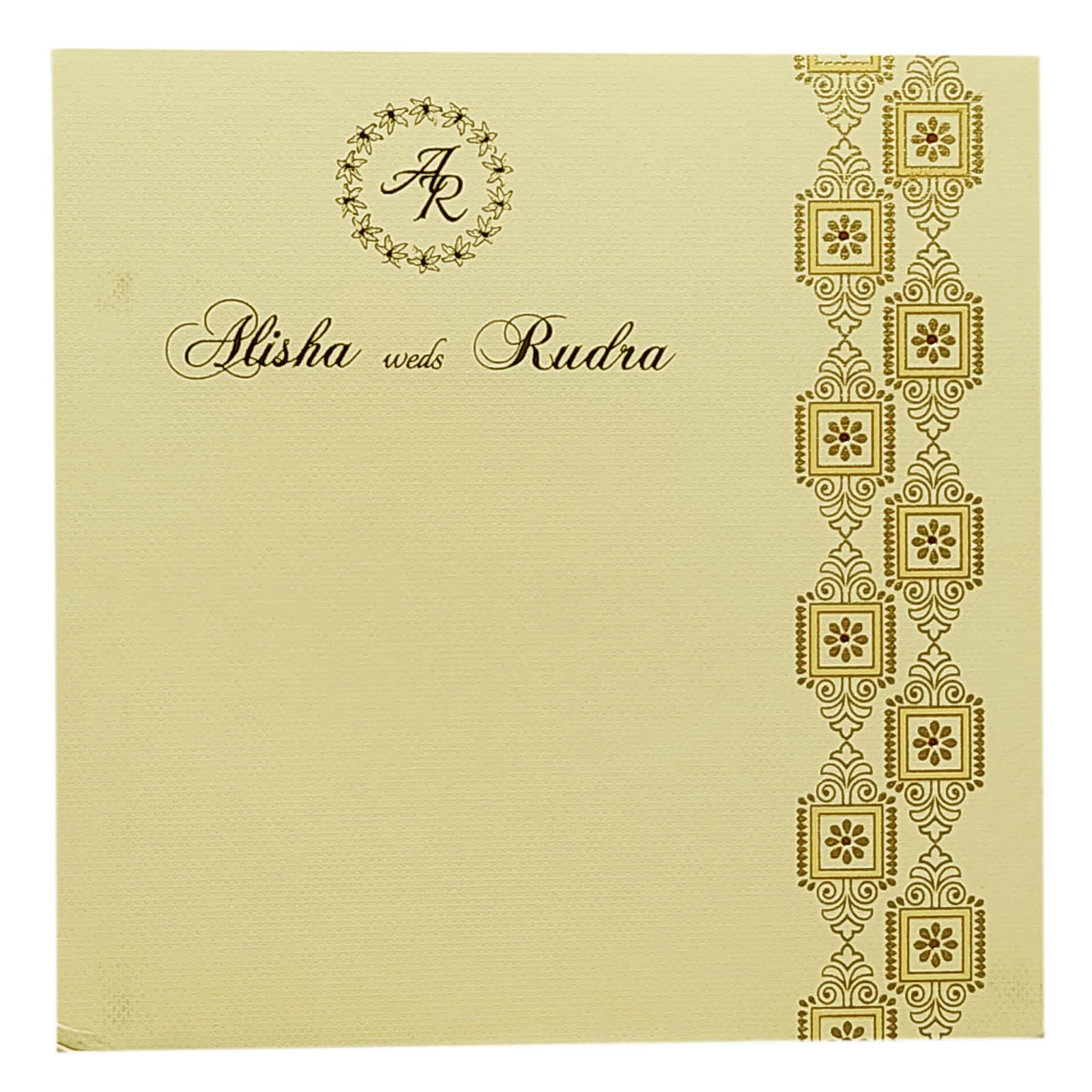 Cream Designer Single Sheet Invitation Card-KRCS6021 - Image 3