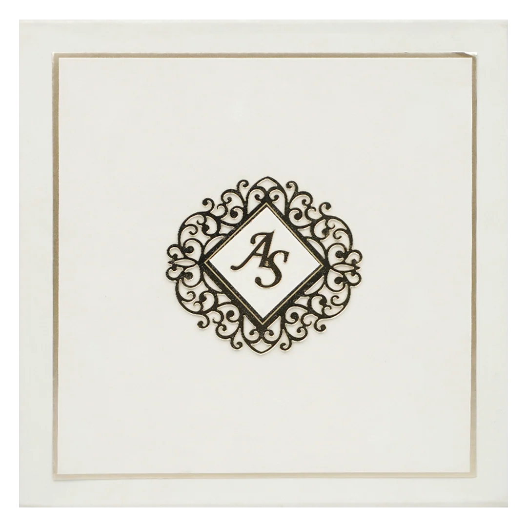 Cream Emblem Wedding Invitation Box-KMMEX8380 - Image 3