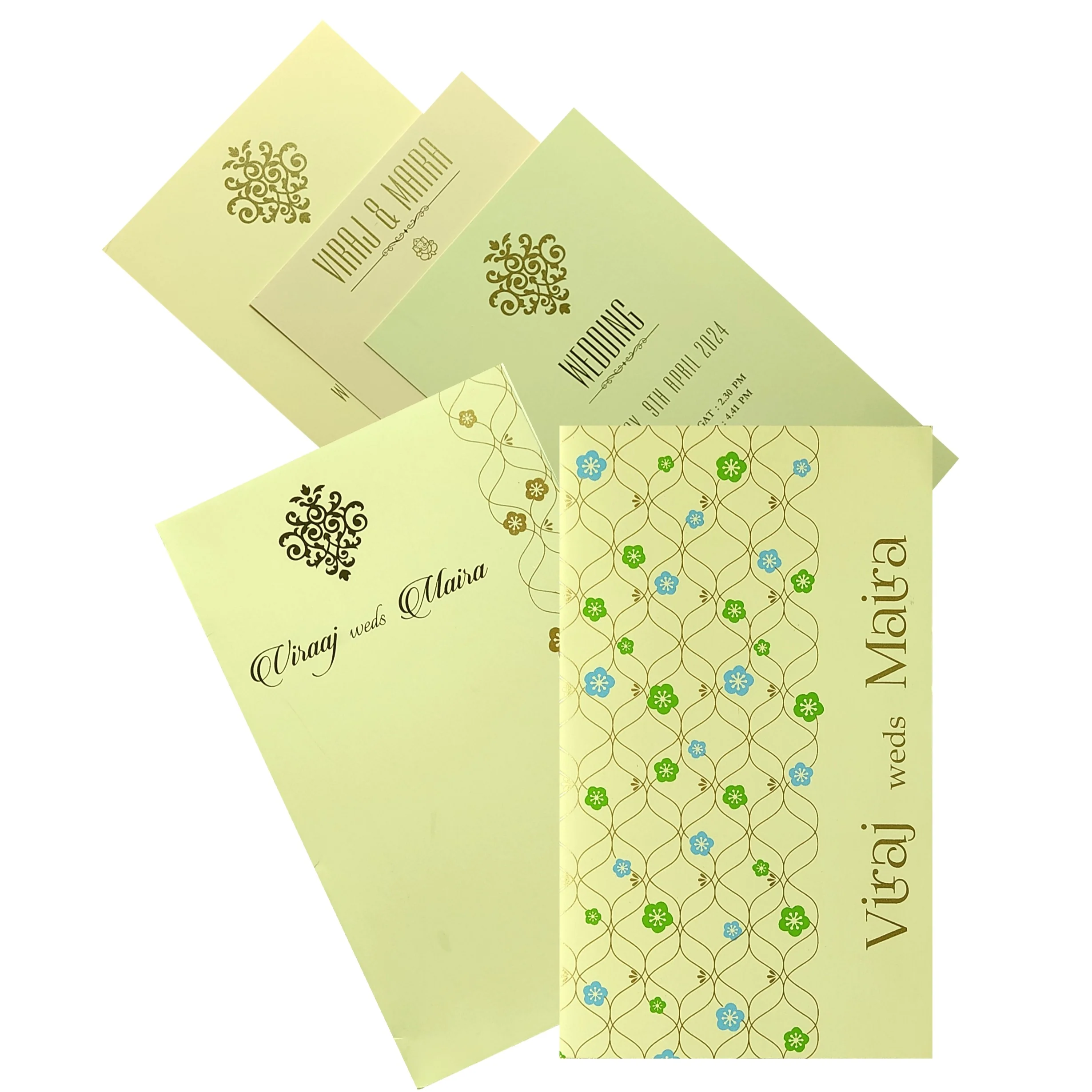 Cream Floral Invitation Card Design-KRC29882