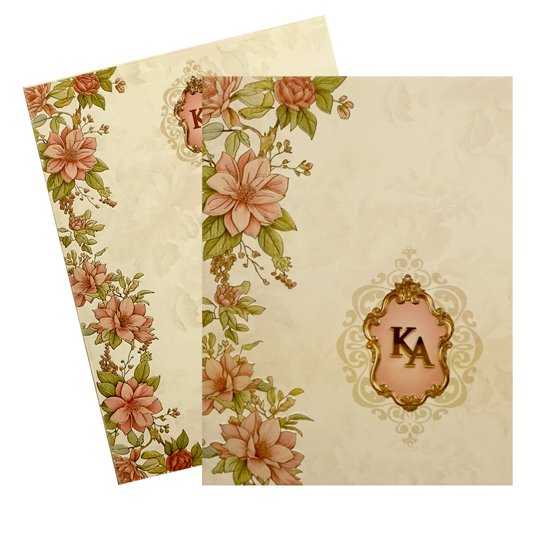 Cream Floral Marriage Card-KPR09770 - Image 2