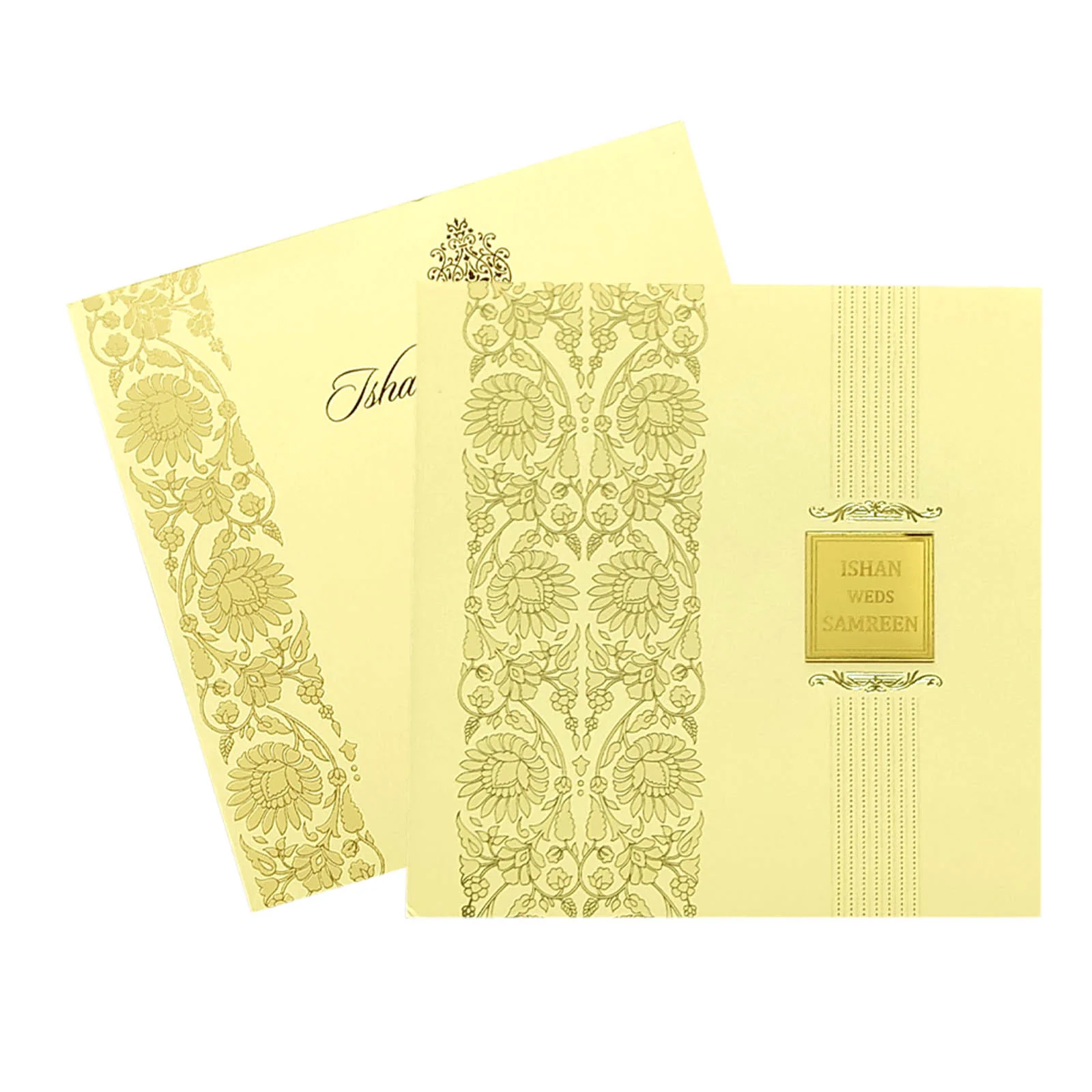Cream Floral Nameplate Invitation Card-KRC28650 - Image 2