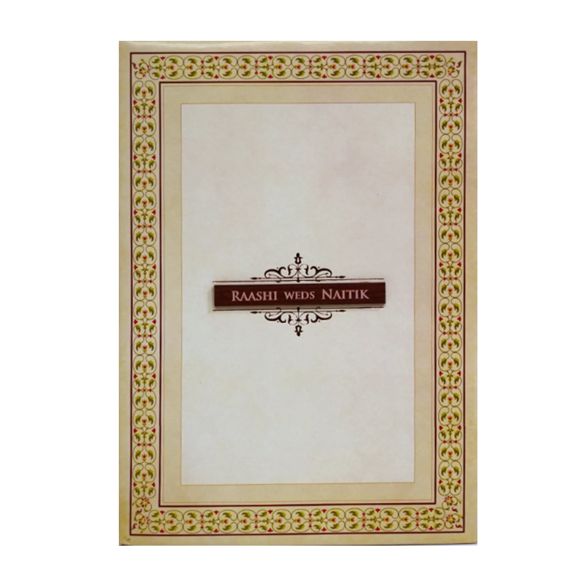 Cream floral Nameplate Padded Invitation Card-KRC30610 - Image 3