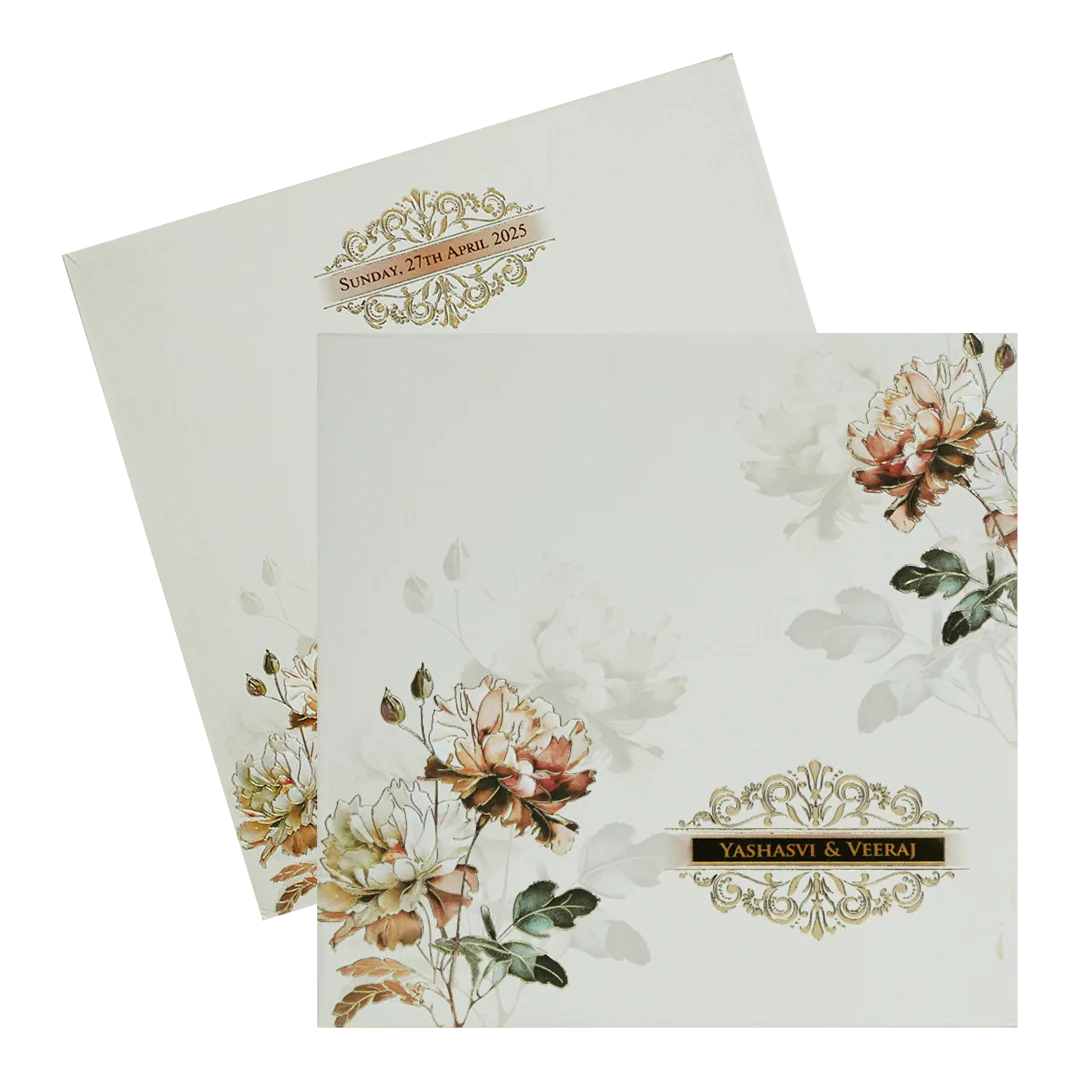 Cream Floral Padded Marriage Card-KPR23360 - Image 2