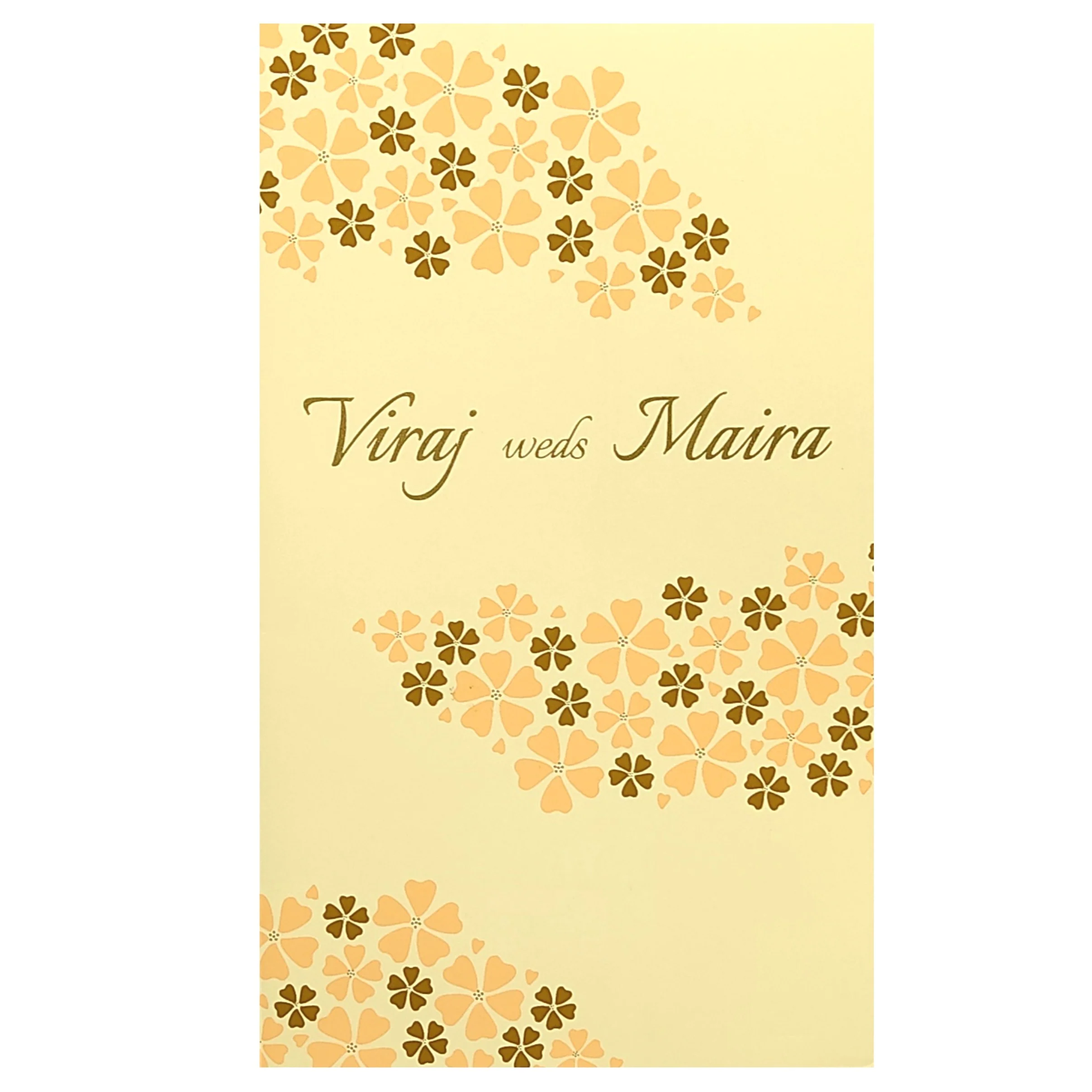 Cream Floral Single Sheet Invitation Card-KRC29871 - Image 3