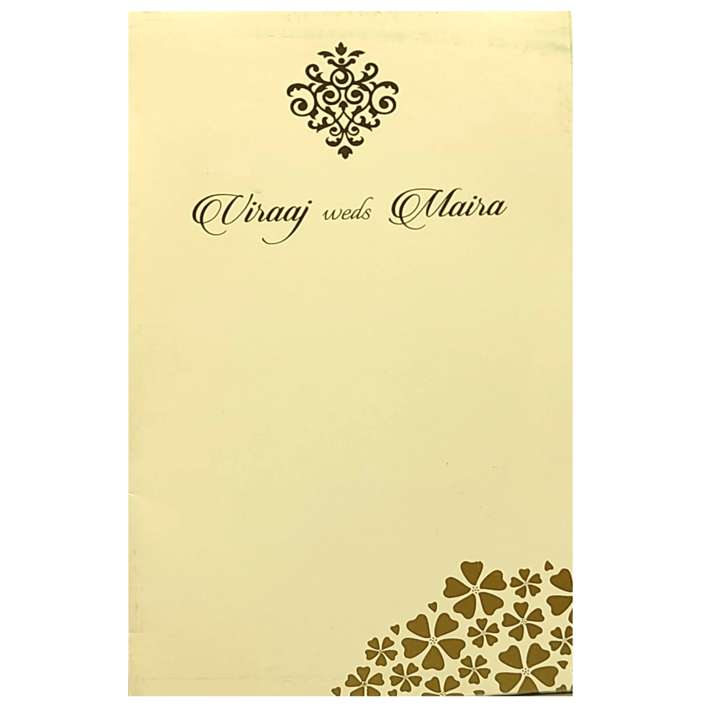 Cream Floral Single Sheet Invitation Card-KRC29871 - Image 4