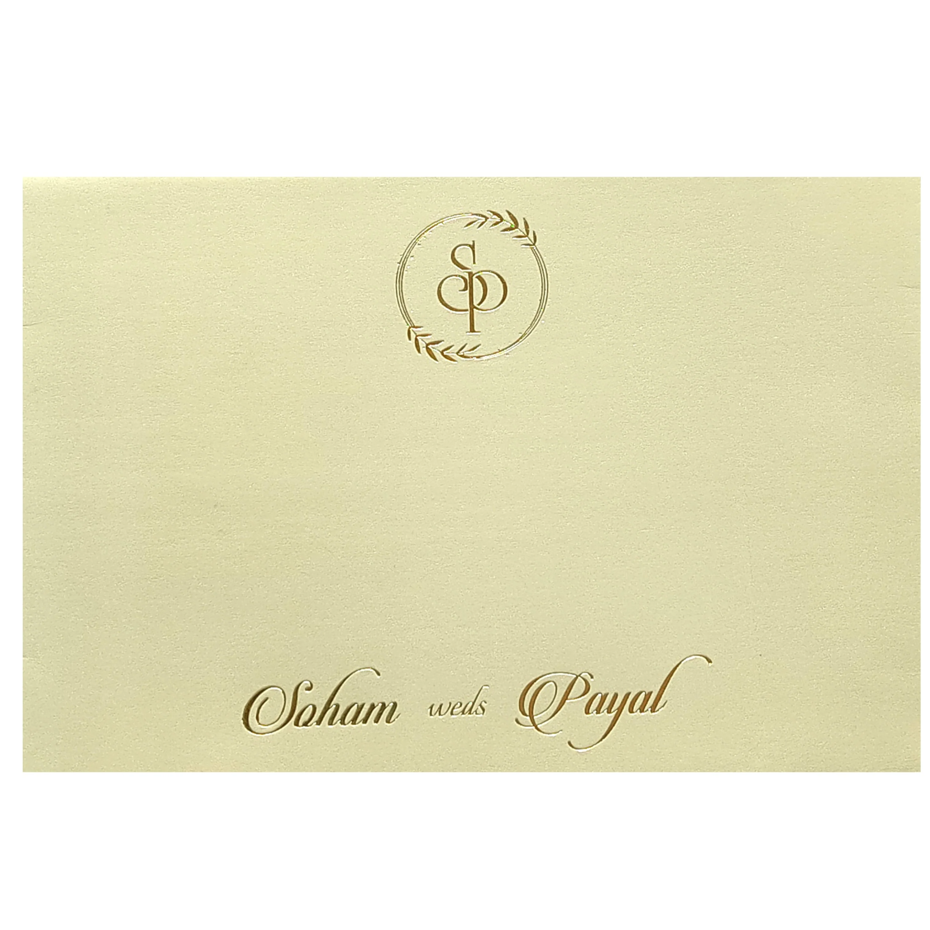 Cream Floral Tracing Invitation Card-KRC29650 - Image 4