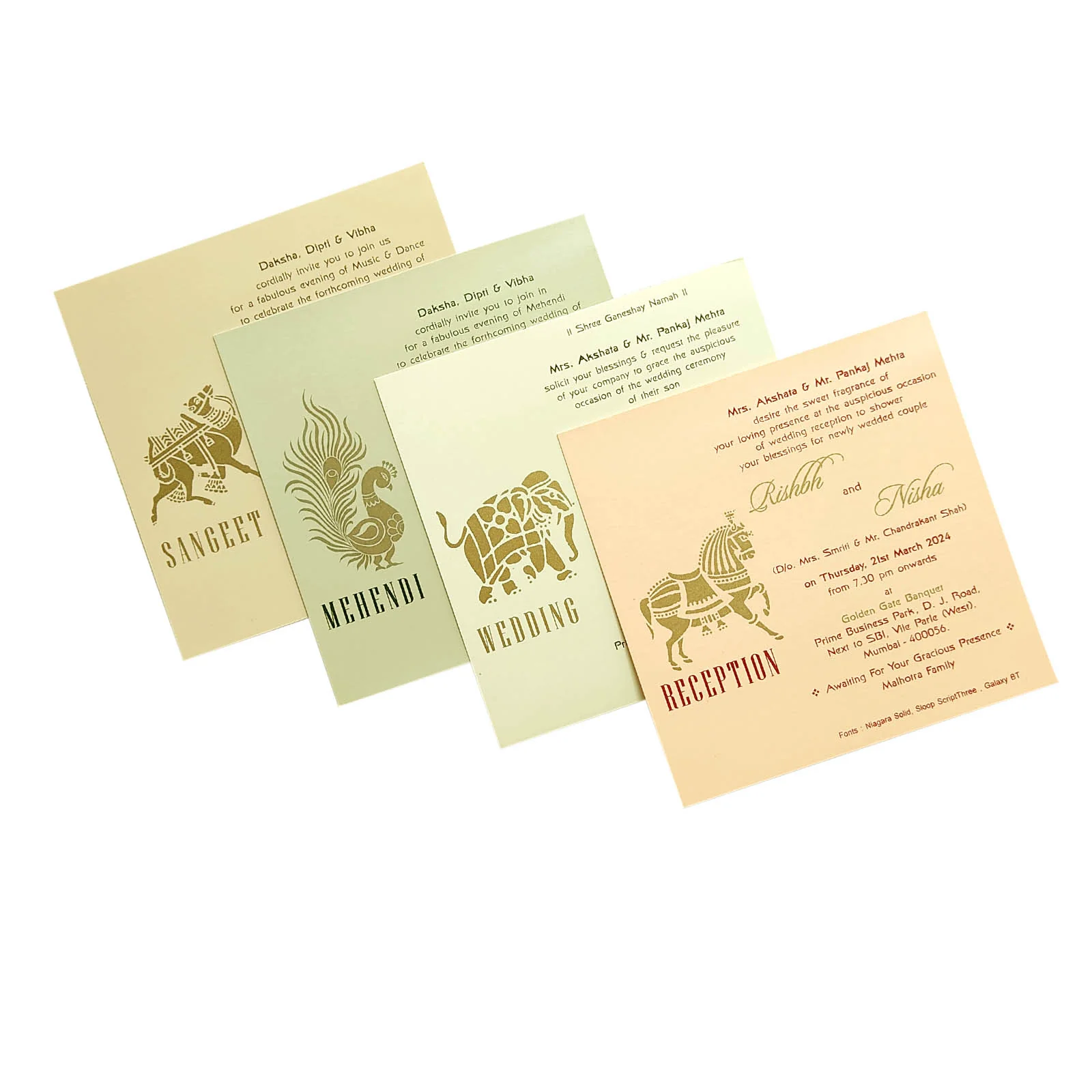 Cream Foil Design Padded Invitation Card-KRC29232 - Image 5