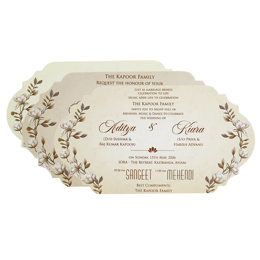 Cream Gold Floral Laser-Cut Wedding Card-KFR16150 - Image 5