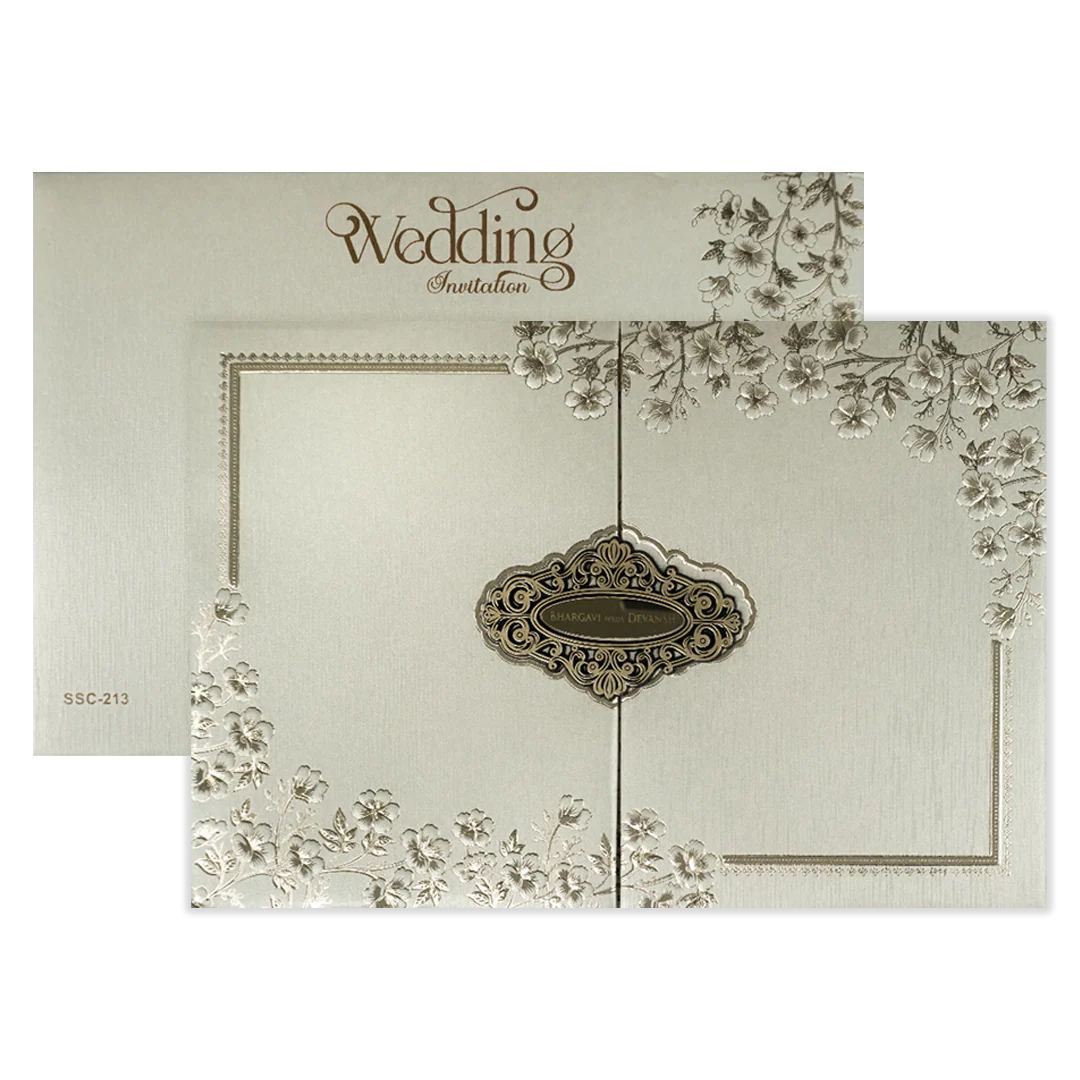 Cream Gold Floral Padded Wedding Card-KSSC2130 - Image 2