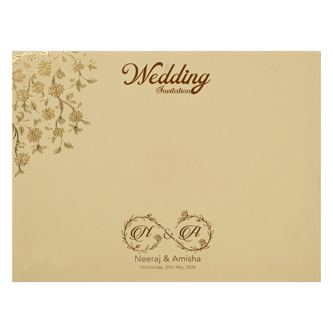 Cream Gold Floral Padded Wedding Card-KSSC1100 - Image 4
