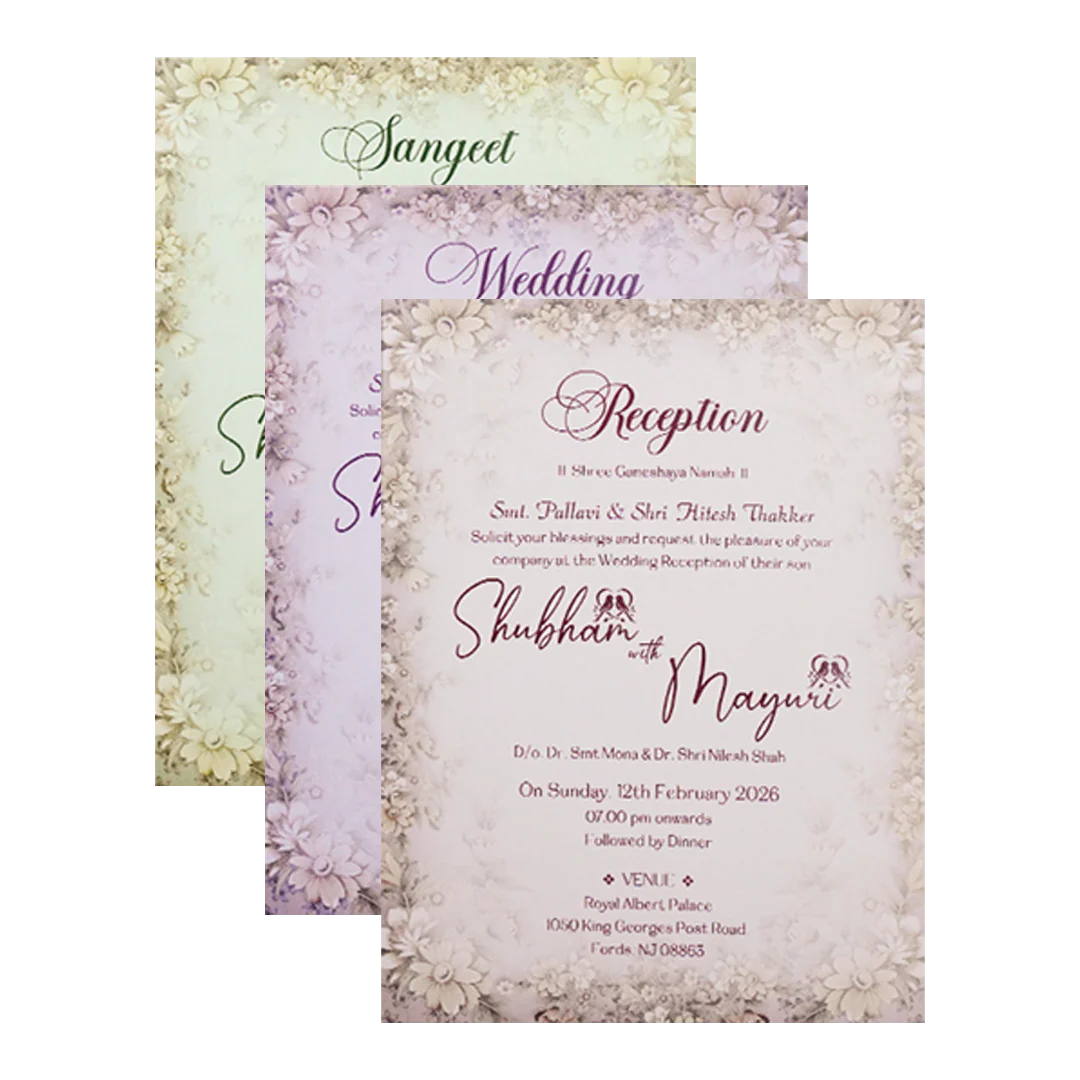 Cream Gold Floral Wedding Card-KSH73310 - Image 5