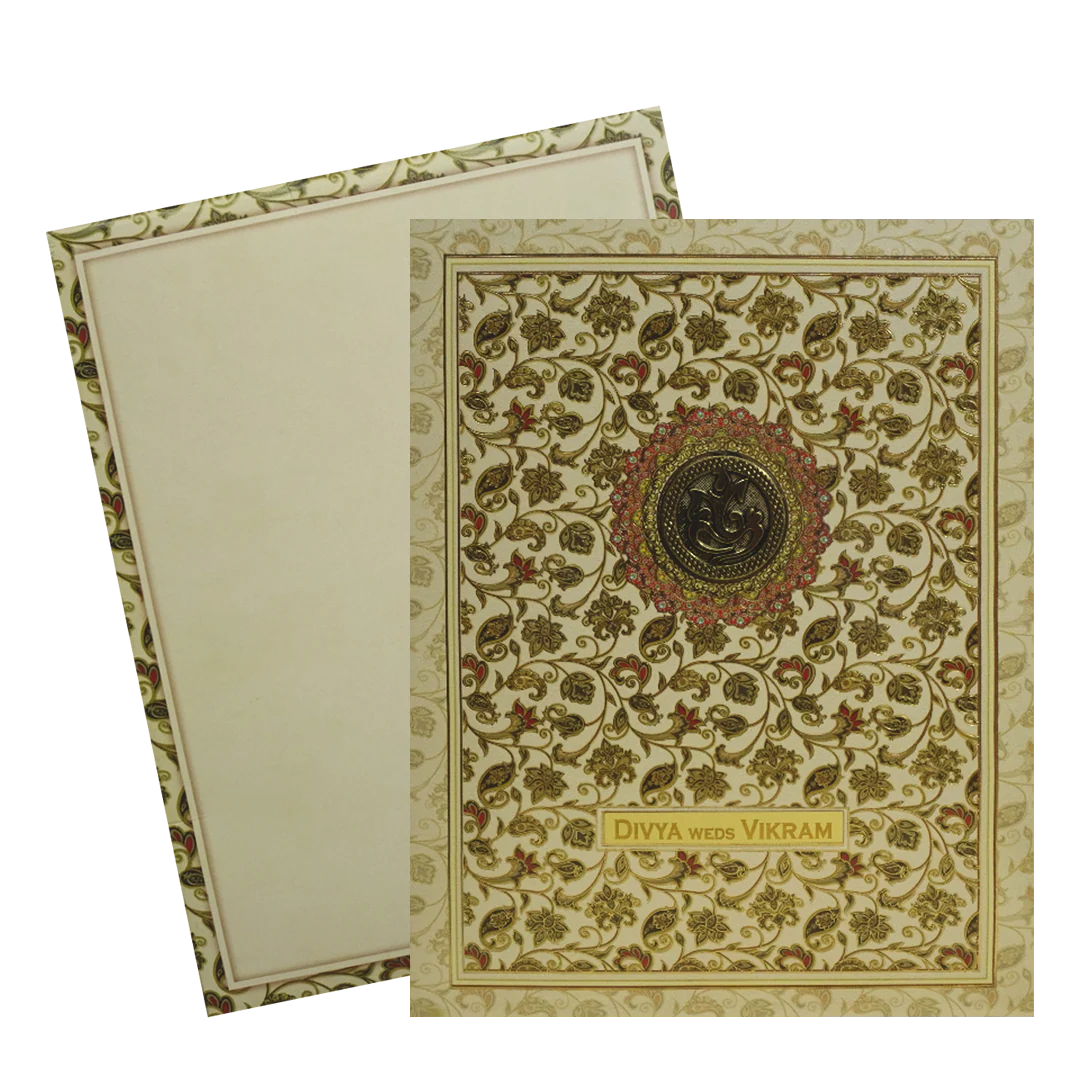 Cream Pattern Wedding Card-KNKN6315 - Image 2