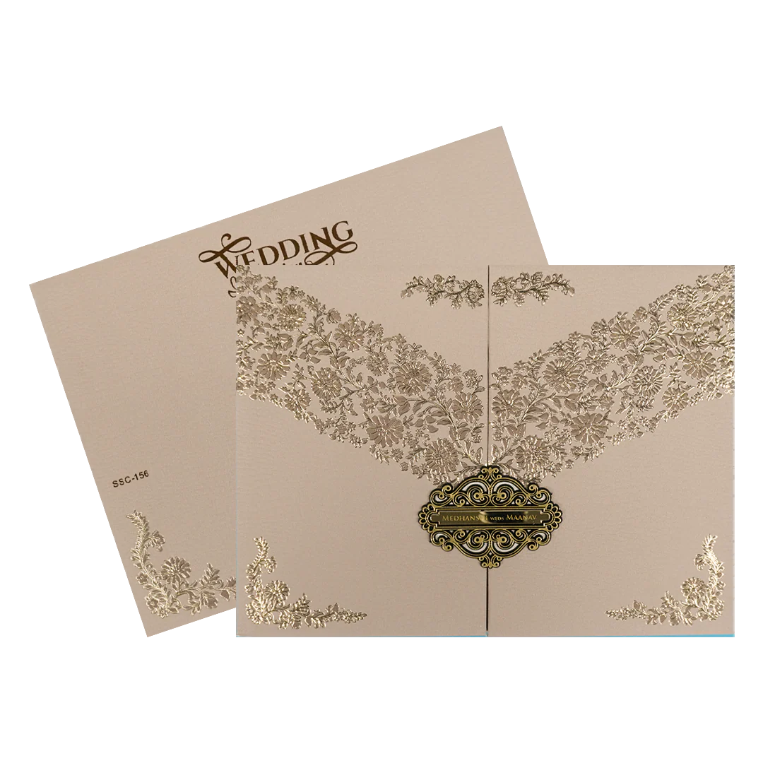 Cream Pink Floral Padded Wedding Card-KSSC1560 - Image 2