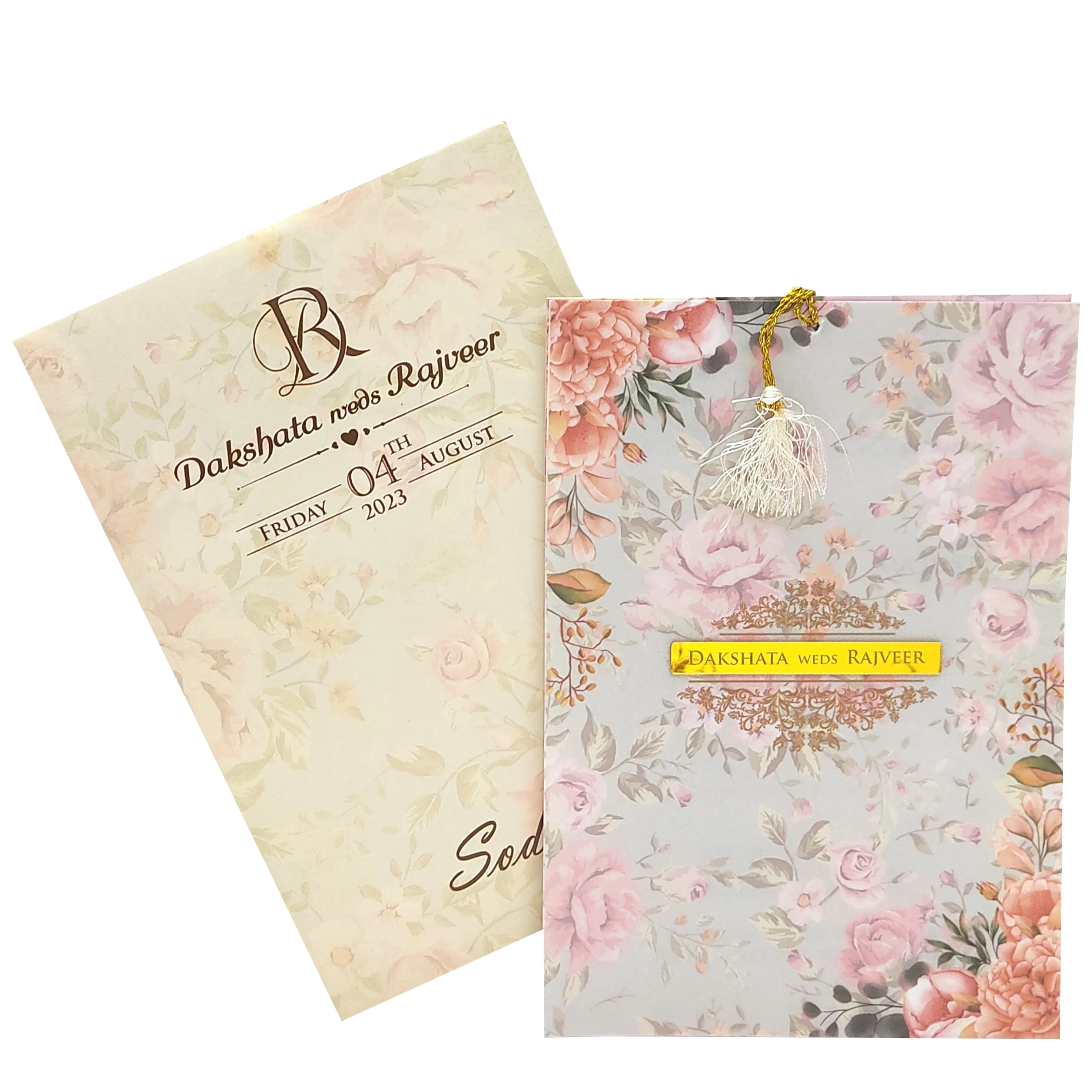 Cream Tracing Sheet Wedding Card-KVN05710 - Image 2