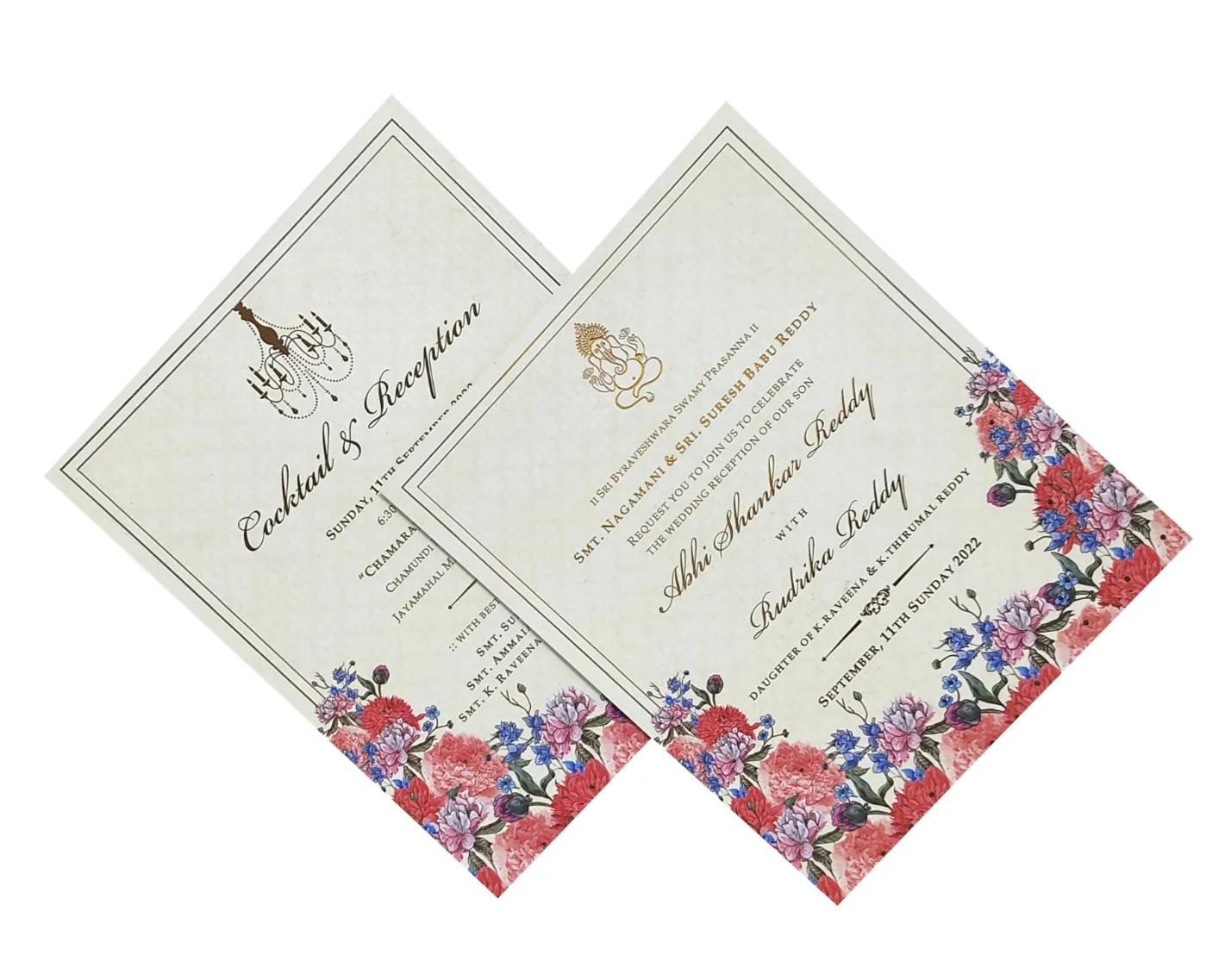 Cream Trending Laser Cut Wedding Card With Floral Touch-KNKYP001 - Image 5