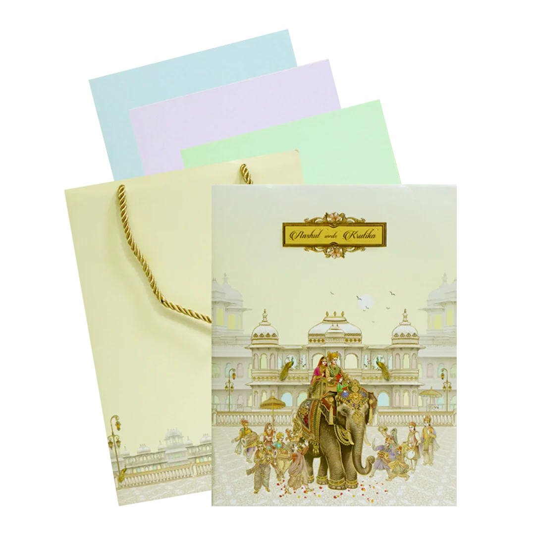 Cream Yellow Royal Wedding Box Card-KAC05910