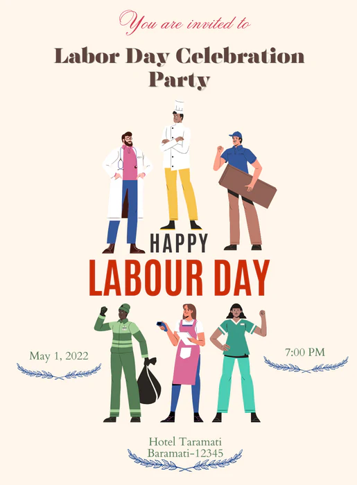 Cream Work labor day Invitation-AALAB008 - Image 2