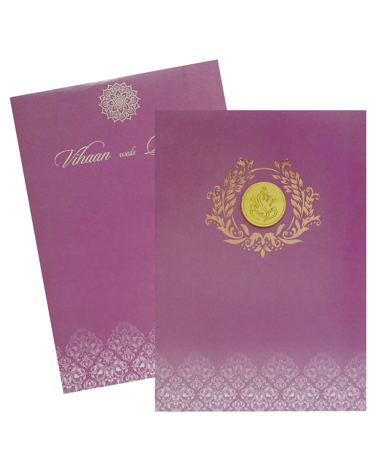 Crepe Pink Padded Wedding Card-KRC30640 - Image 2