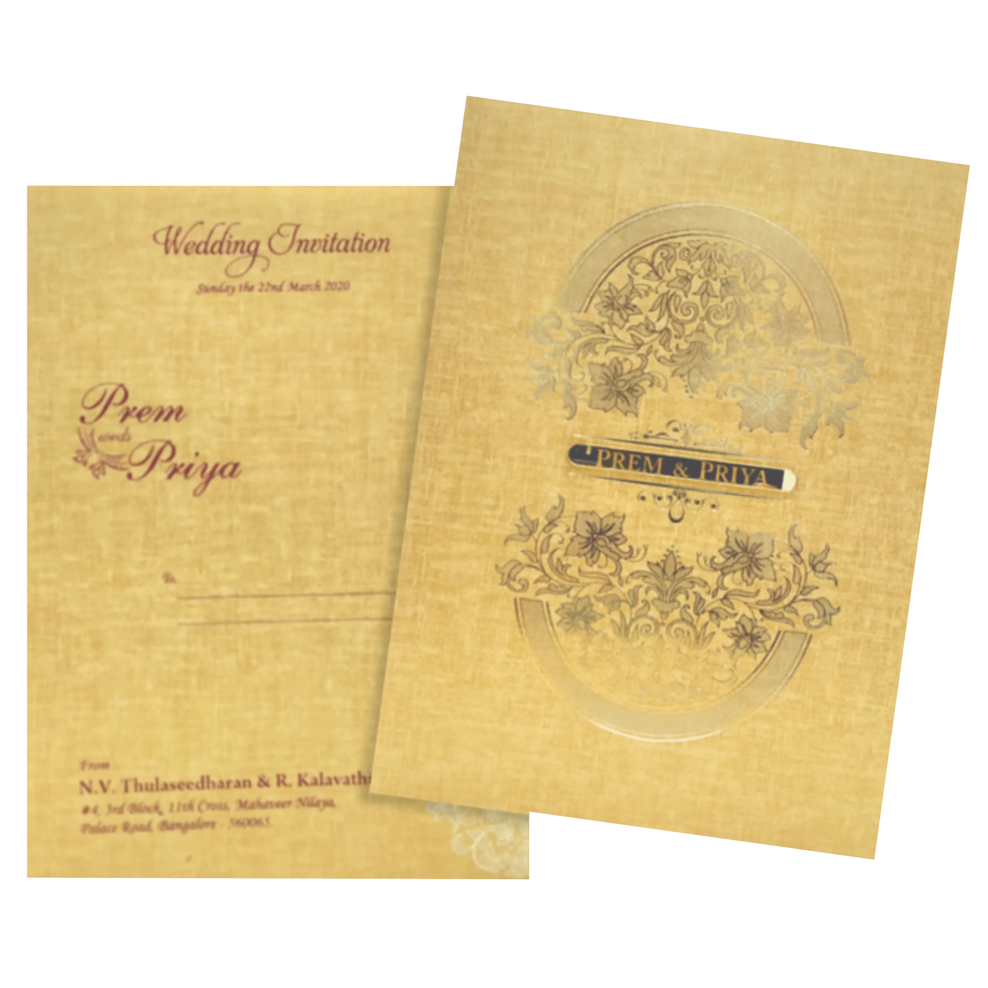 Brown Gold Premium Padded Stiff Board Invitation Card-KNPS9501N - Image 2