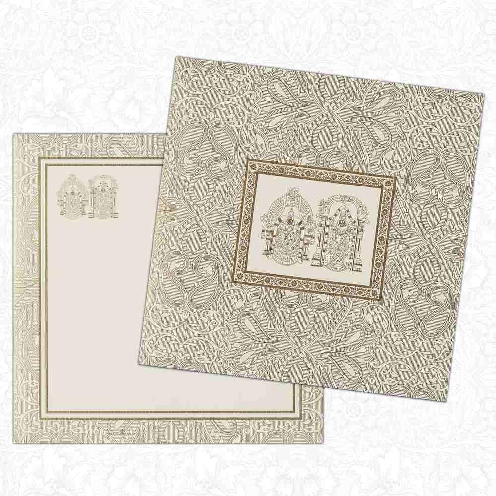 Dazzling Gold Shading With Padmavathi Balaji Wedding Invitation Card- KNK4596