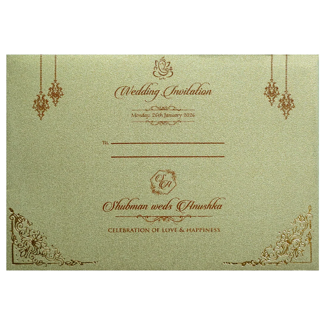 Deluxe Gold Padded Ornate Wedding Invitation Card-KRB08330 - Image 4