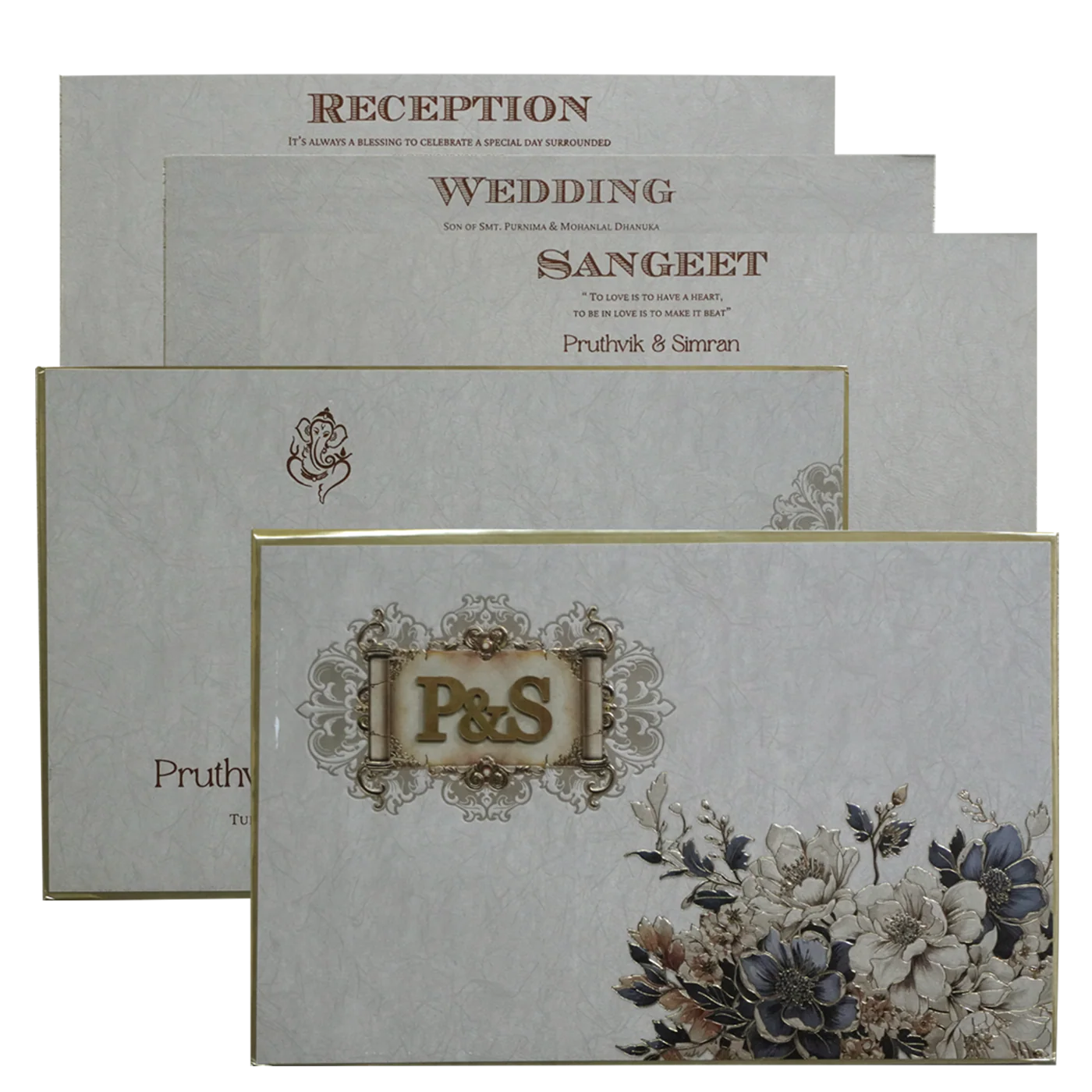 Dusty Grey Padded Invitation Card-KPR24300