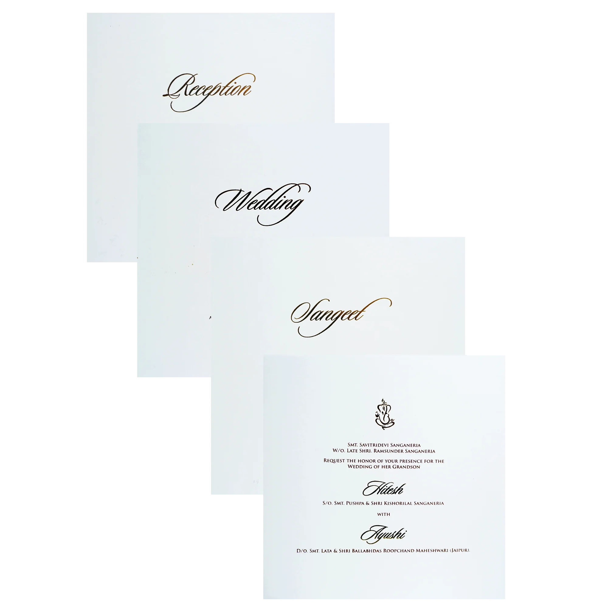 White Embossed Design Padded Wedding Card-KPR20120 - Image 5