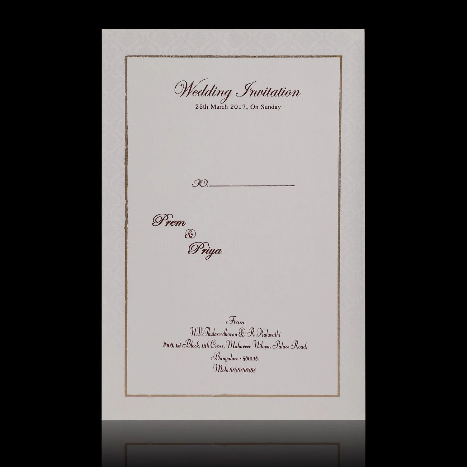 Fabulous Violet Shading With Bloom Subject Wedding Card - KNK4124 - Image 4