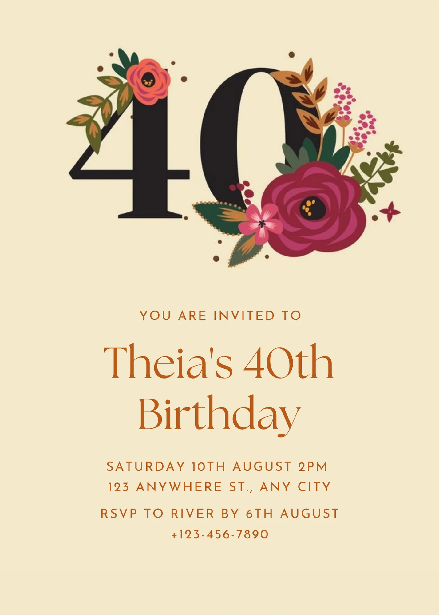 Floral Birthday Milestone Invitation-AAMIL001