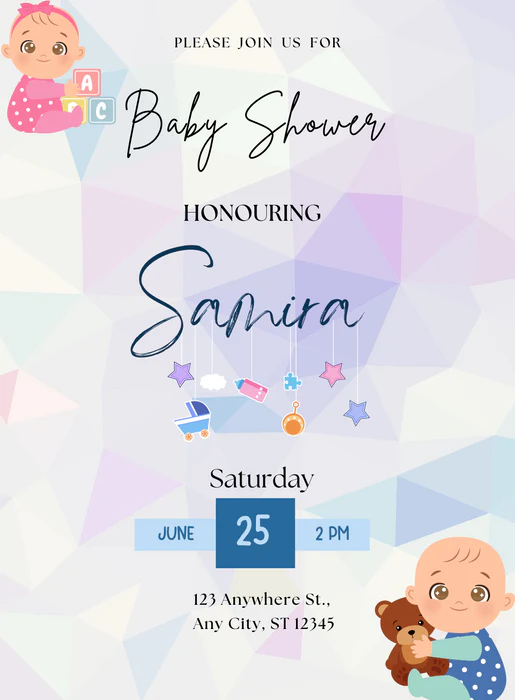 Geometric Design Baby Shower Invitations-AABSW021 - Image 2