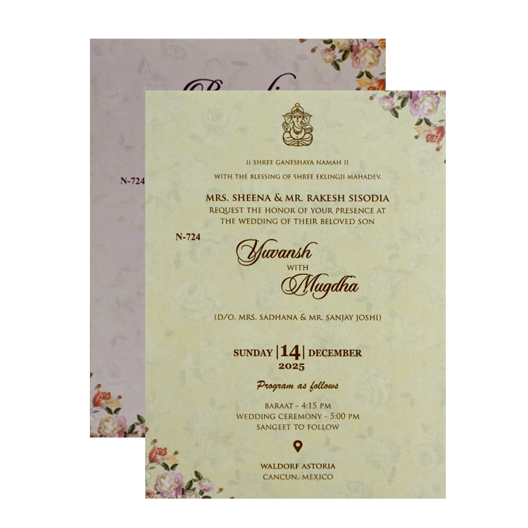 Glacial Green Floral Wedding Card-KVN07240 - Image 5