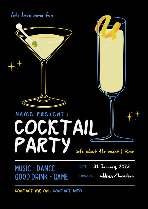 Glitzy Gold Cocktail Party Invitation-AACPI001 - Image 2