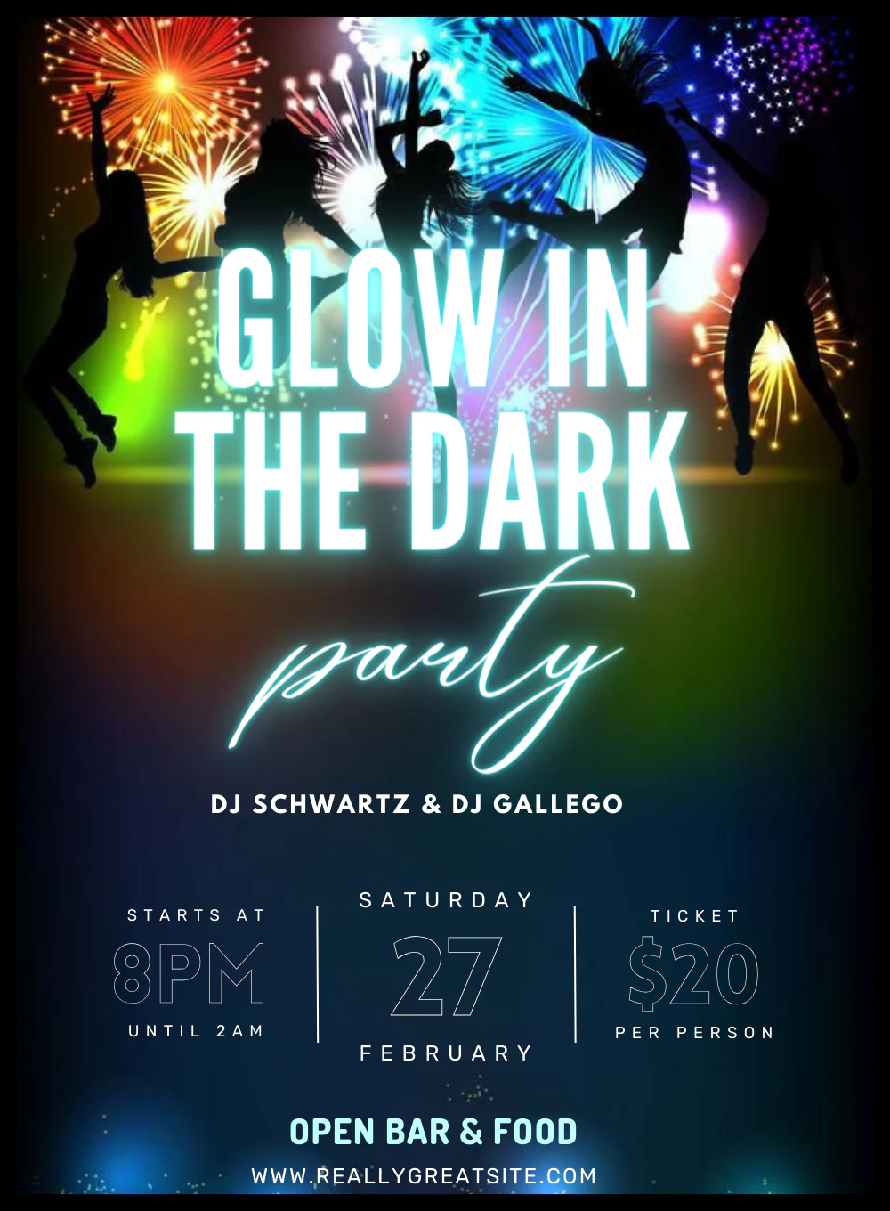 Glow Dark Dance Party Invitation-AADPI021