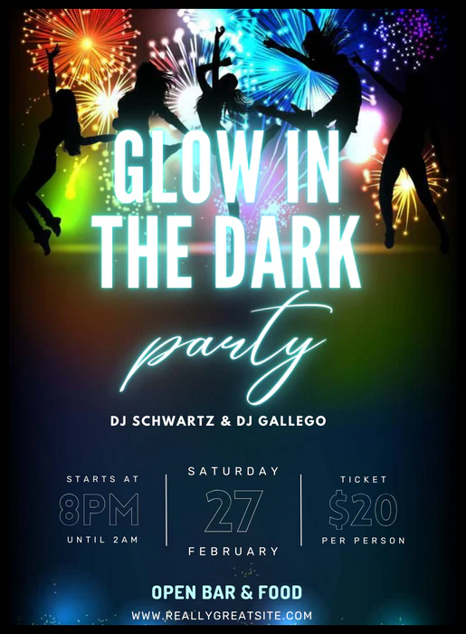 Glow Dark Dance Party Invitation-AADPI021 - Image 2