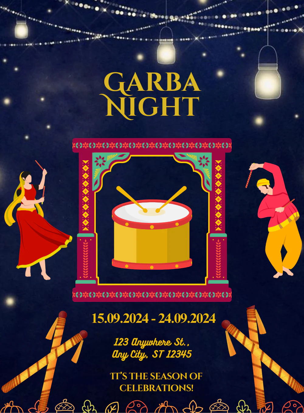 Glowing Garba Garba Invitations-AAGAI009 - Image 2