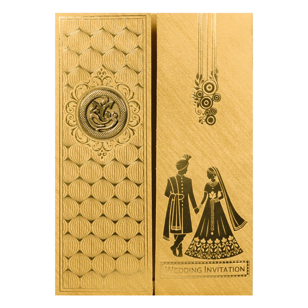 Gold Door Style Bride Groom Wedding Card-KNCM045G - Image 3
