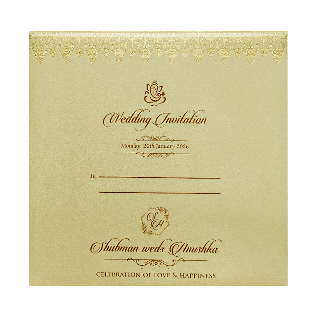 Elegant Gold Door Style Embossed Wedding Invitation Card-KRB09120 - Image 4