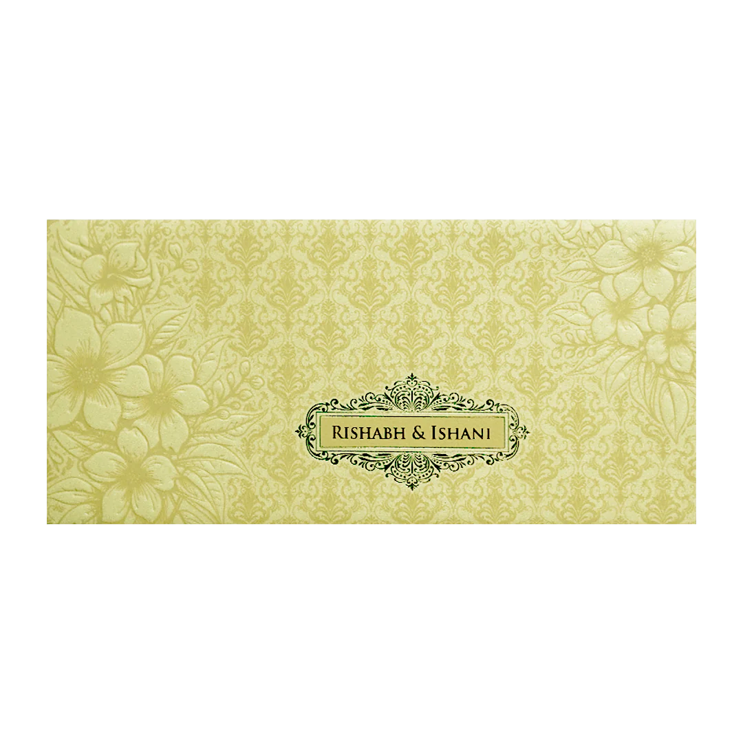 Gold Embossed Floral Pattern Wedding Invitation Card-KPR06310 - Image 3